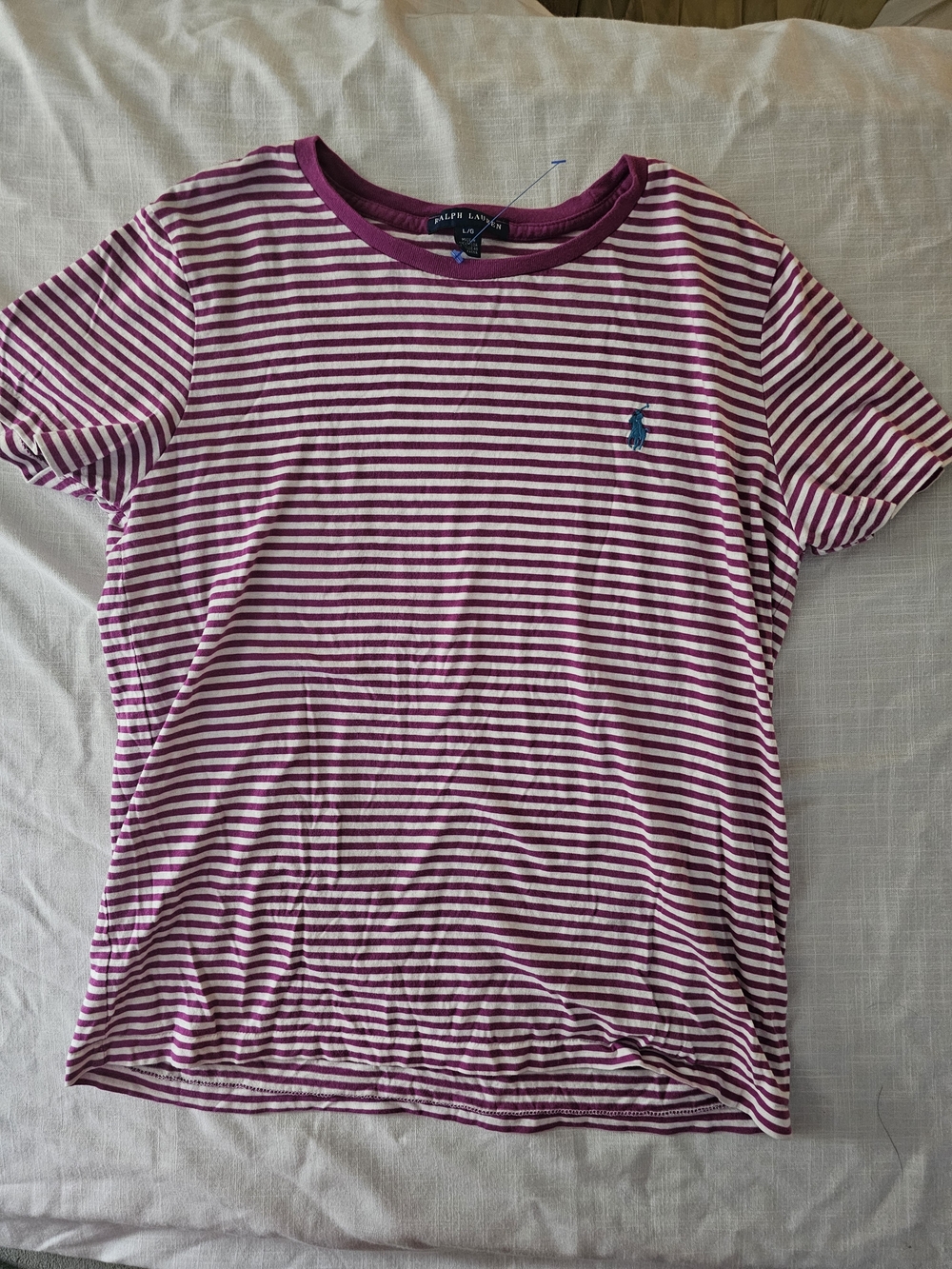Ralph Lauren Pink & White Striped Short Sleeve Tee
